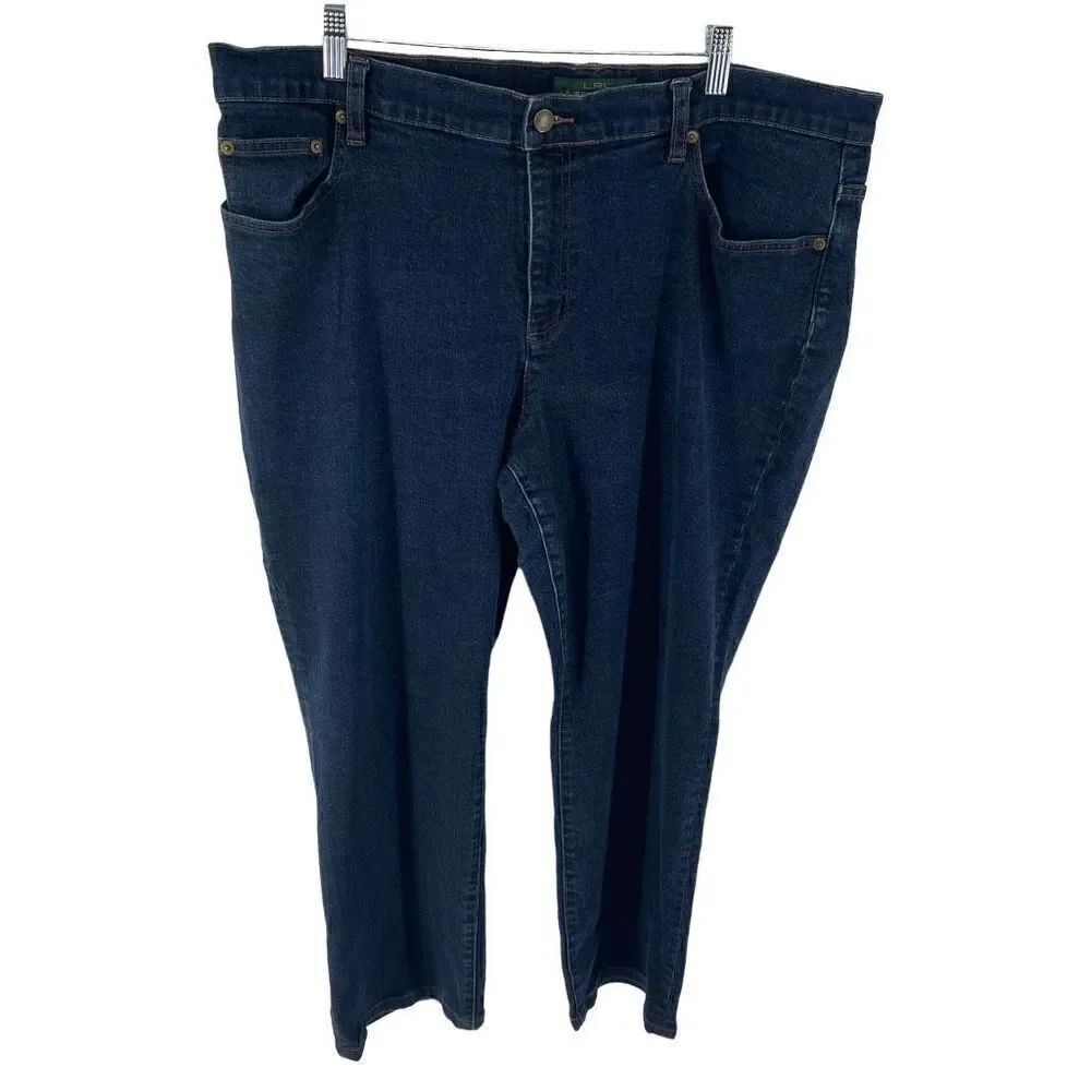Lauren Ralph Lauren Jeans Co Classic Straight Jeans Blue Dark Wash Plus Size 20W